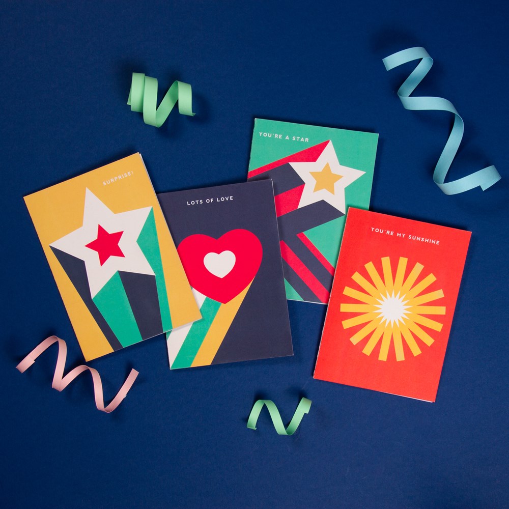 Set of four Scandi Disco greetings cards - Clockwork Soldier
